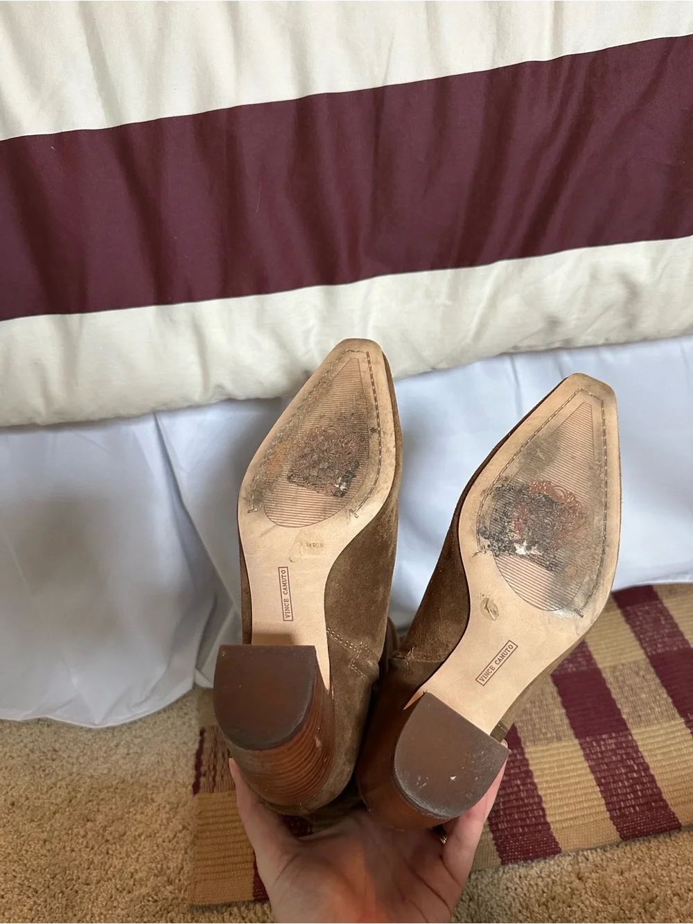 Brown Suede Knee-High Boots - wide calf sizing - Vince Camuto Cristen